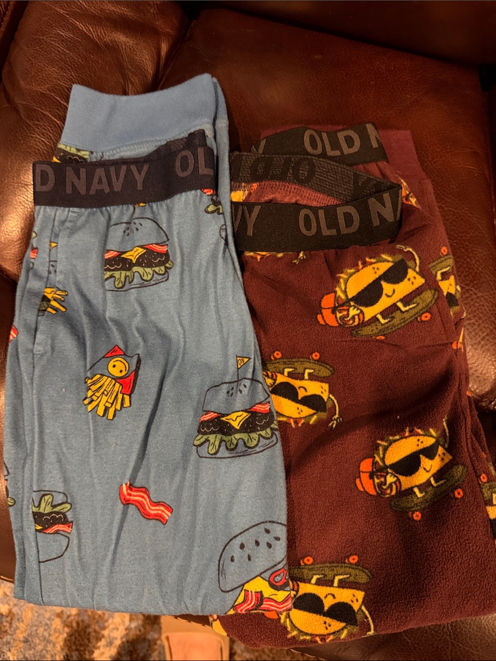 Old Navy Kids Blue & Brown Burger and Fries Pajama Pants Set